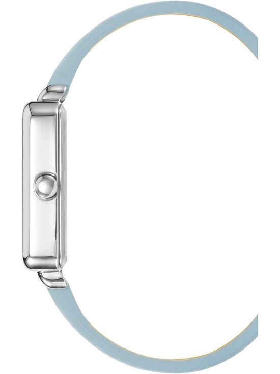 Nine West Women\'s Light Blue Silver Analog Solid Faux Leather Strap Square Watch main image 5